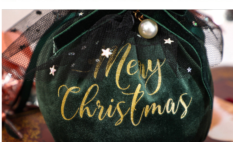 Fashion Green Gift Bag Christmas Velvet Apple Bag,Festival & Party Supplies