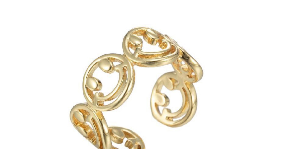 Fashion Gold Metal Smiley Open Ring,Rings