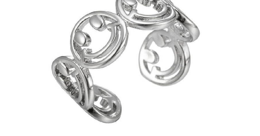 Fashion Silver Metal Smiley Open Ring,Rings