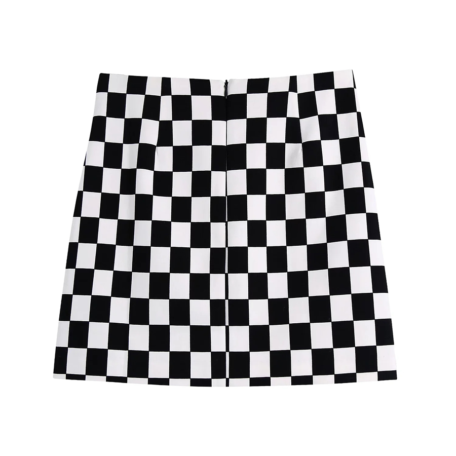 Fashion Black Check Skirt,Skirts