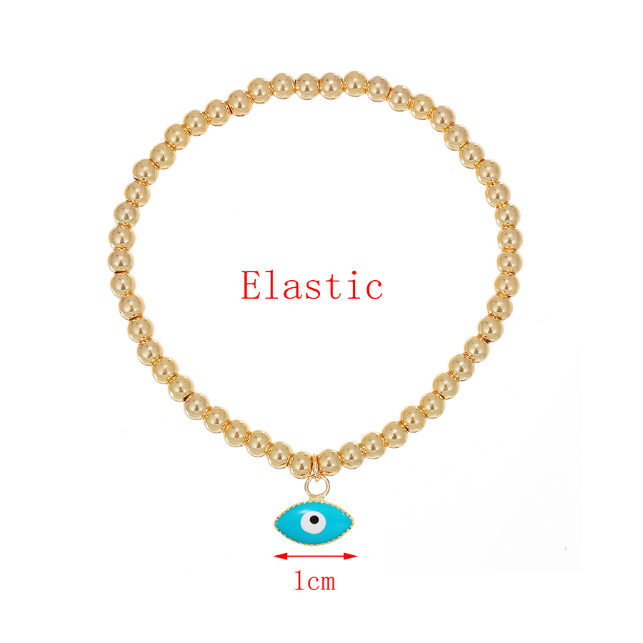 Fashion Lake Blue Copper Beaded Eye Bracelet Real Gold Plated,Bracelets