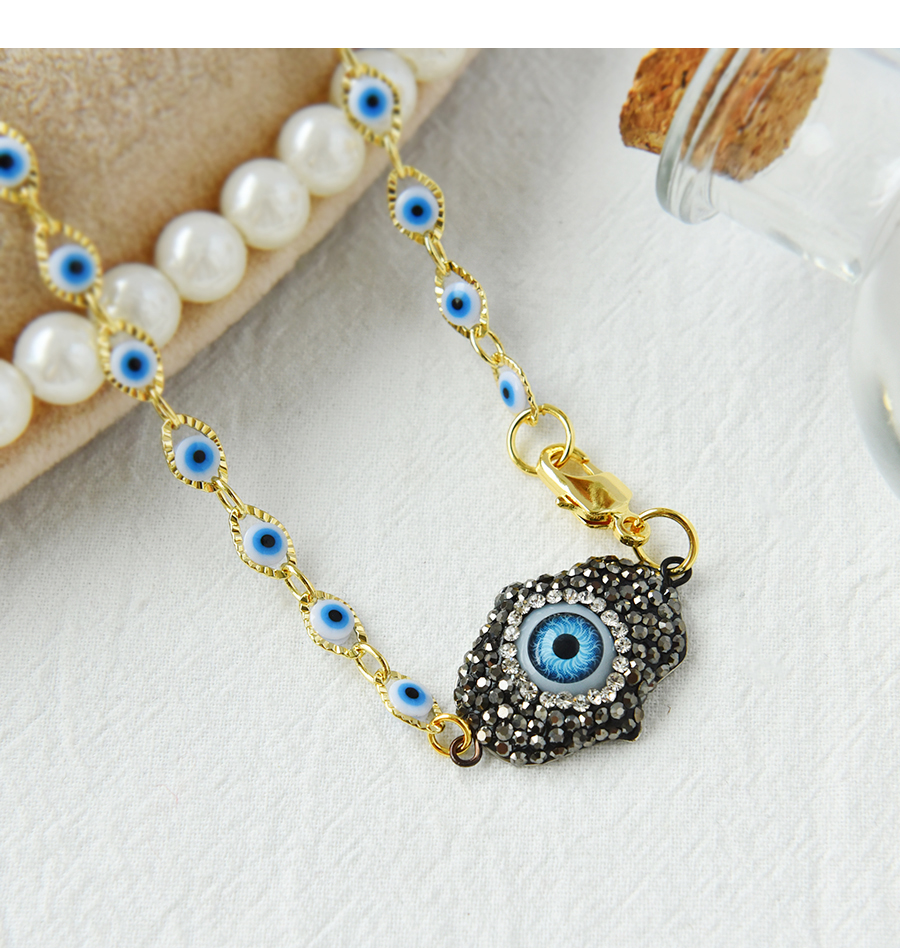 Fashion Round Shape Copper Inlaid Zirconium Oil Dripping Irregular Eyes Lobster Clasp Necklace Real Gold Plated,Necklaces