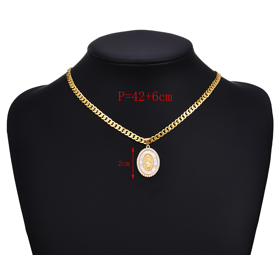 Fashion Gold Titanium Steel Inlaid Zirconium Shell Portrait Necklace Real Gold Plated,Necklaces