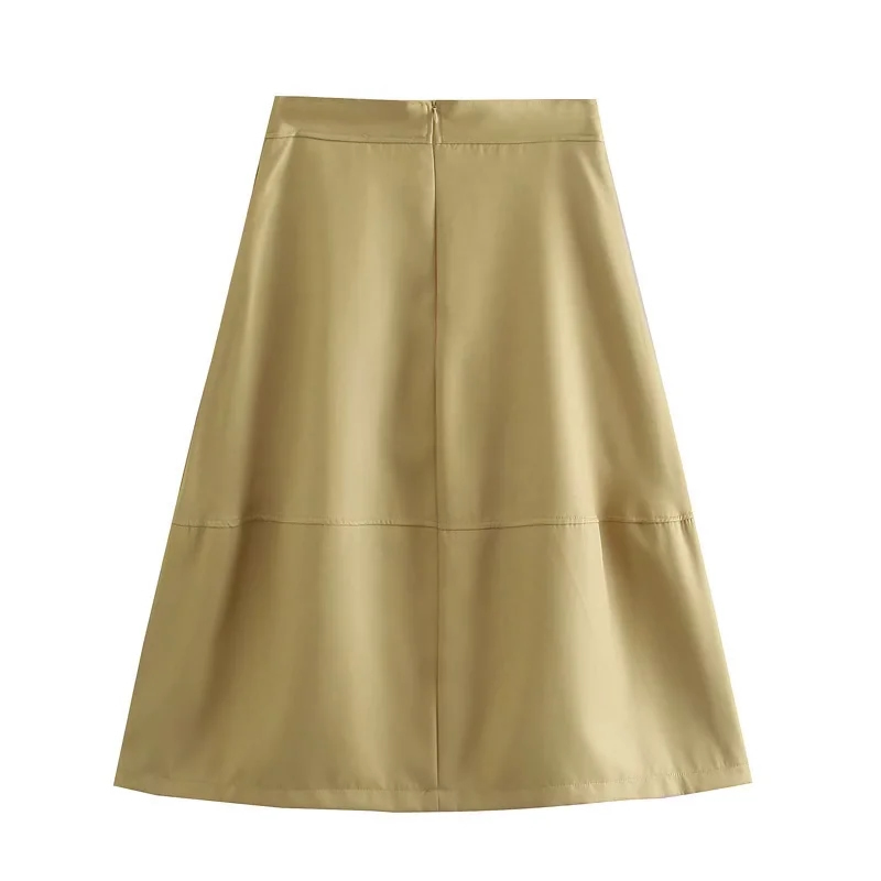 Fashion Khaki Micro-pleated A-line Skirt,Skirts