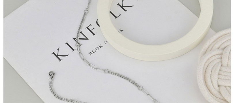 Fashion Silver Color Color Titanium Steel Smiley Face Stitching Necklace,Necklaces