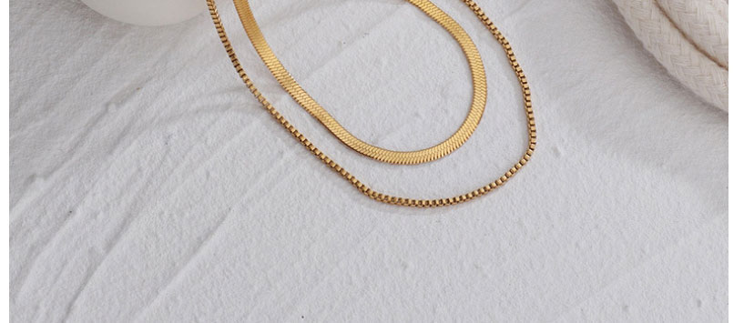 Fashion Gold Color Stainless Steel Double Snake Bone Chain Necklace,Necklaces