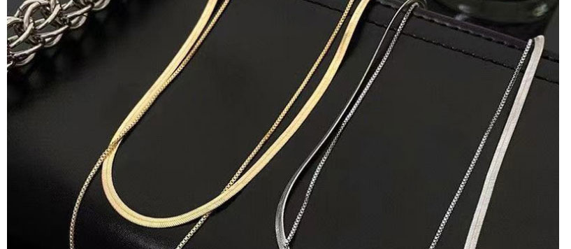 Fashion Gold Color Stainless Steel Double Snake Bone Chain Necklace,Necklaces
