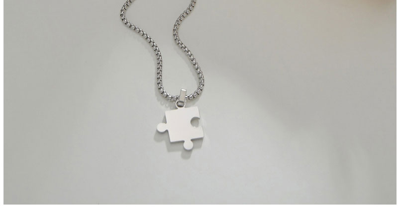 Fashion Puzzle Tag Square Stainless Steel Puzzle Necklace,Necklaces