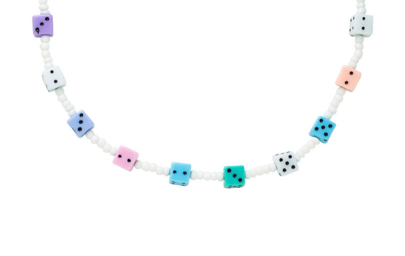 Fashion Color Acrylic Dice Beaded Necklace,Beaded Necklaces