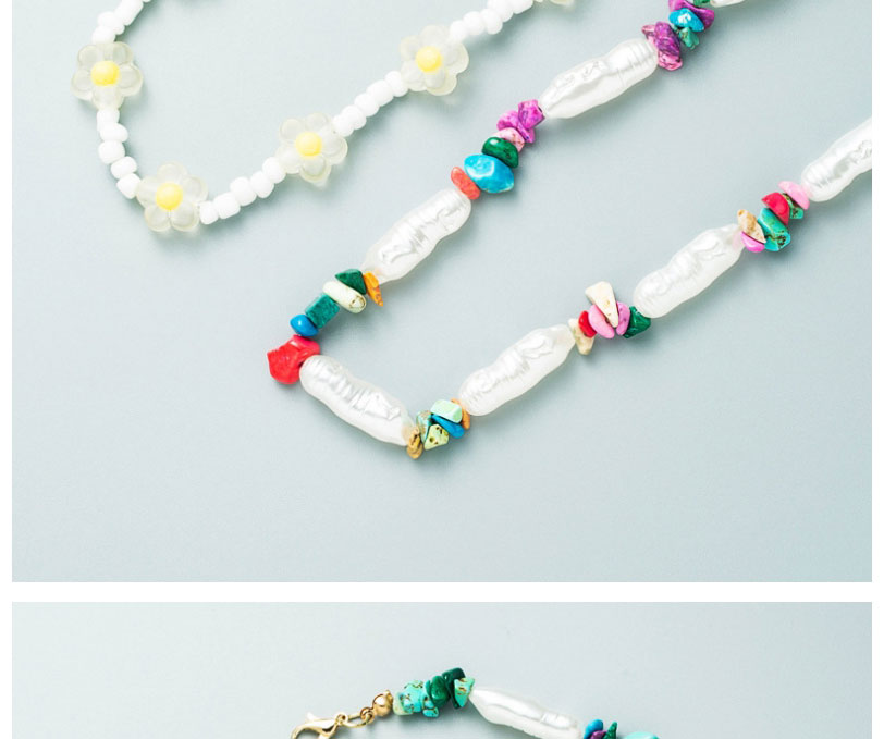 Fashion Color Geometric Color Pine Pearl Beaded Necklace,Beaded Necklaces