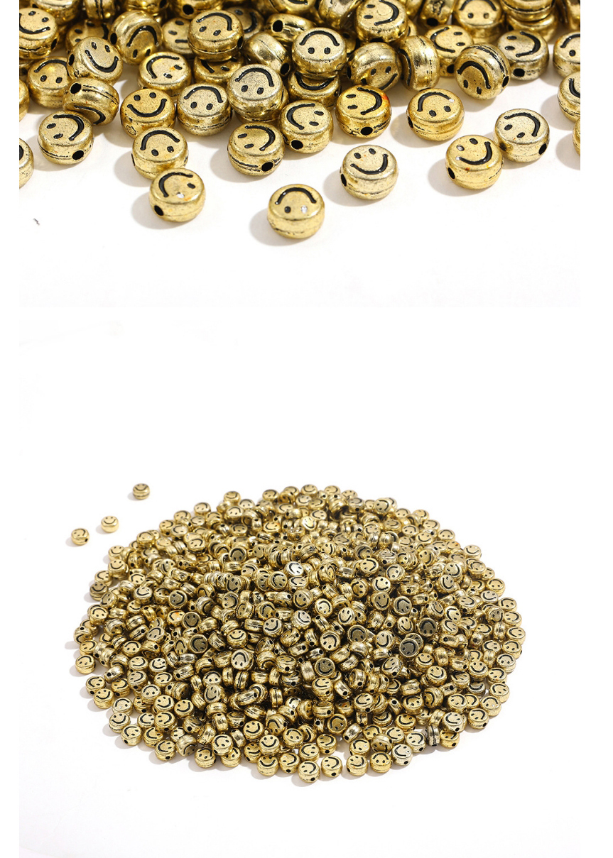 Fashion Gold Acrylic Flat Beads 100 Smiley Beads,Beads