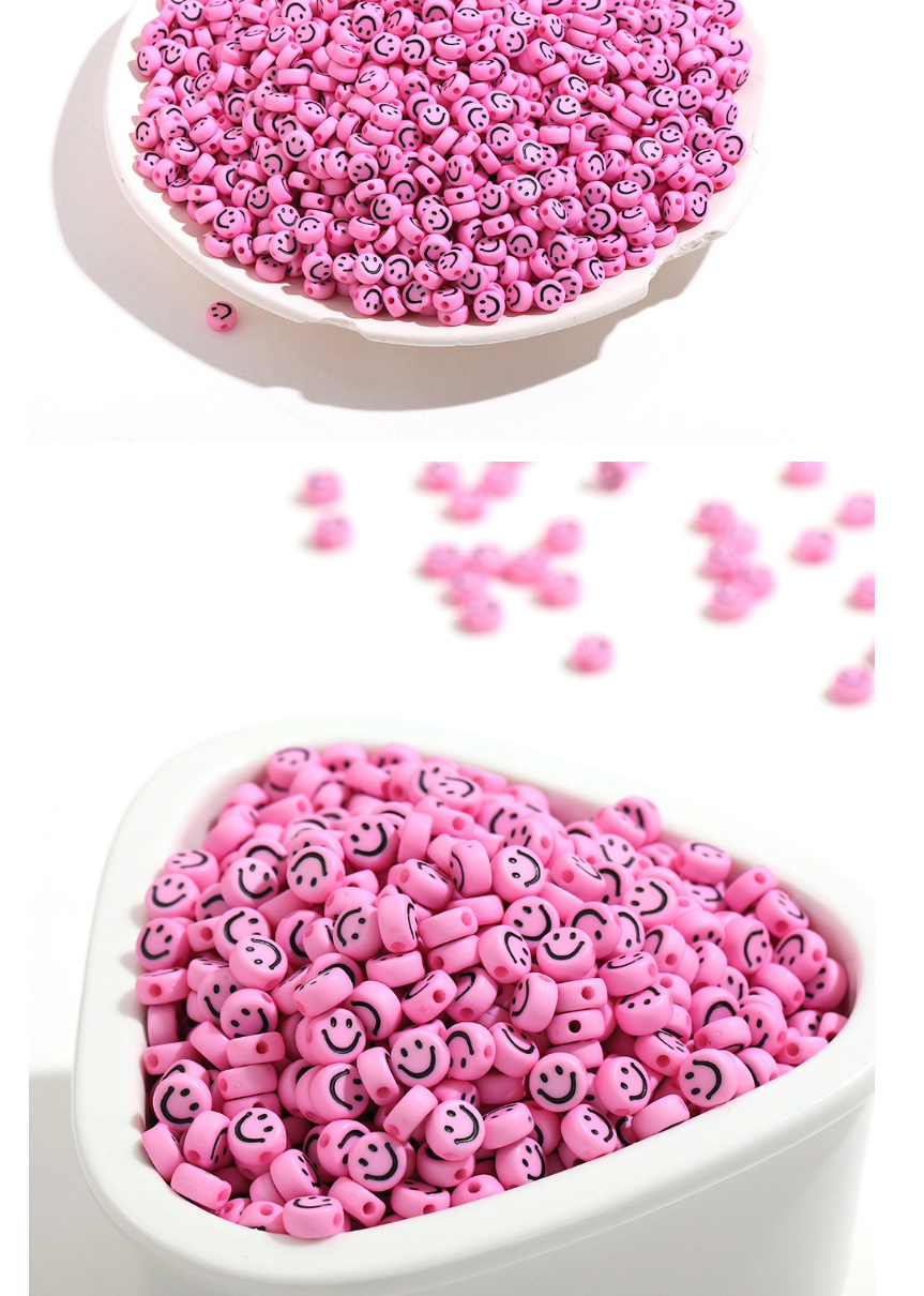 Fashion Pink Acrylic Flat Beads 100 Smiley Beads,Beads