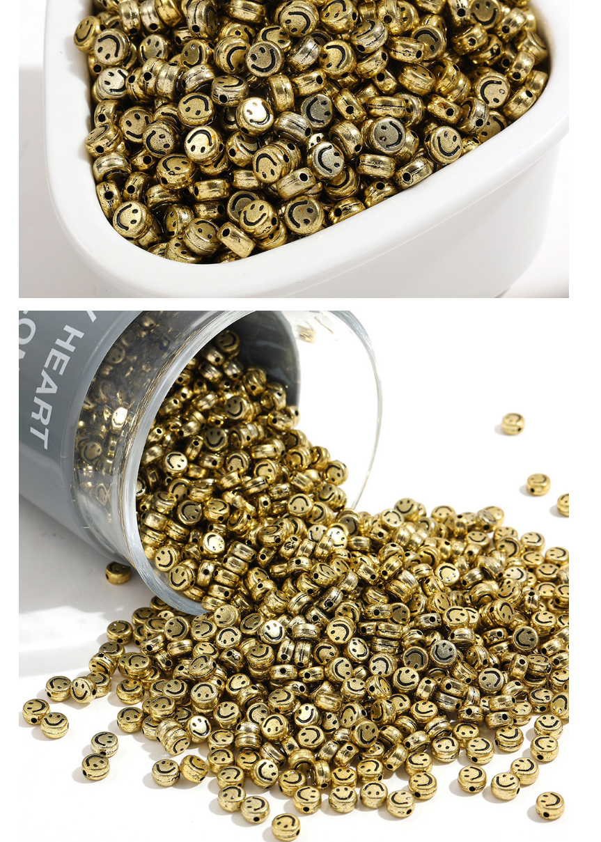 Fashion Gold Acrylic Flat Beads 100 Smiley Beads,Beads