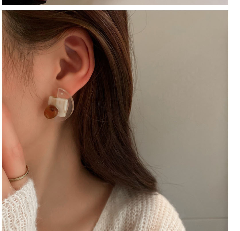 Fashion White Coffee Acrylic Irregular Geometric Stud Earrings,Stud Earrings