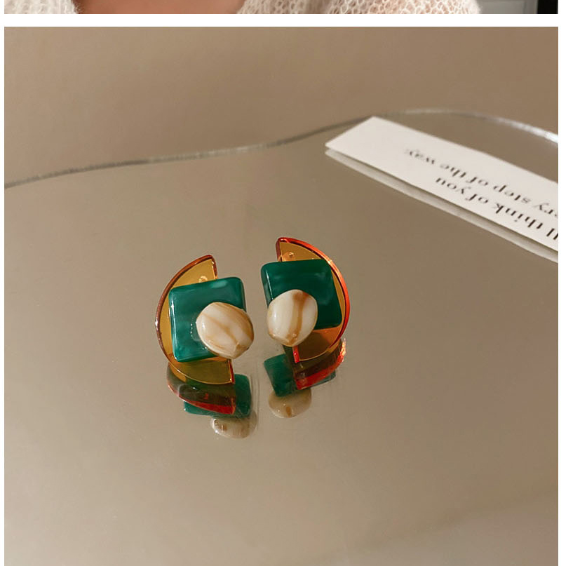 Fashion White Coffee Acrylic Irregular Geometric Stud Earrings,Stud Earrings