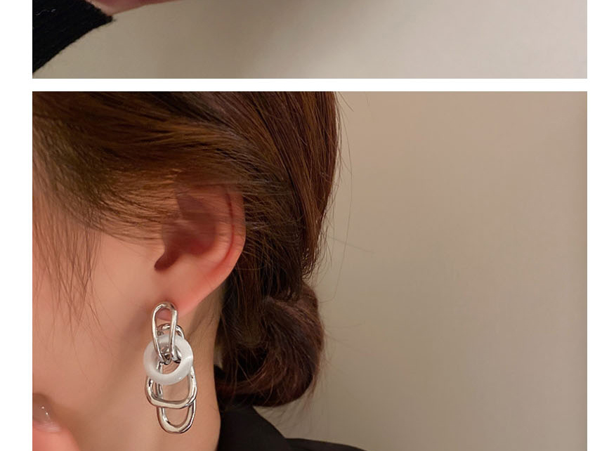 Fashion Silver Color Metal Circle Winding Geometric Cat Eye Stud Earrings,Stud Earrings