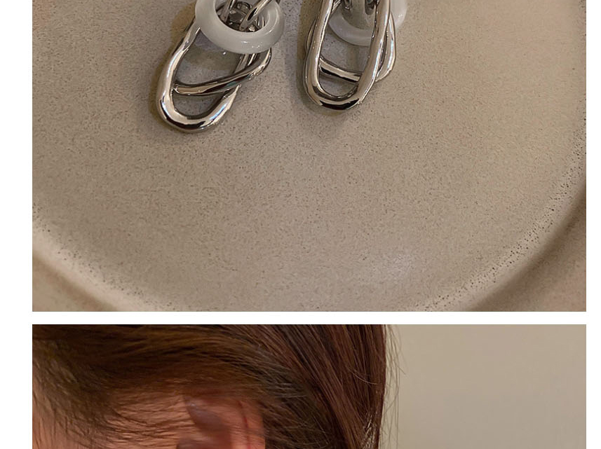 Fashion Silver Color Metal Circle Winding Geometric Cat Eye Stud Earrings,Stud Earrings
