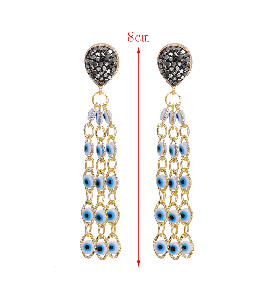 Fashion White Copper Earrings With Diamond Dripping Eye Tassels,Earrings
