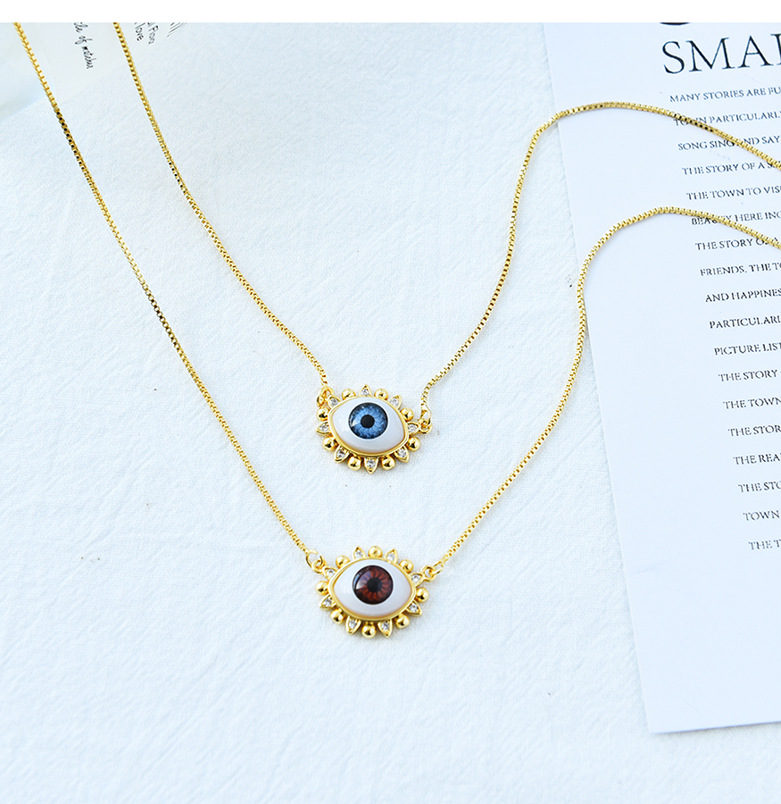 Fashion Red Copper Inlaid Zircon Oil Dripping Eye Necklace,Necklaces