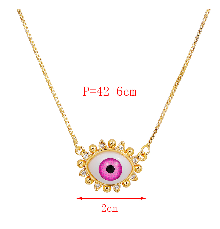 Fashion Navy Blue Copper Inlaid Zircon Oil Dripping Eye Necklace,Necklaces