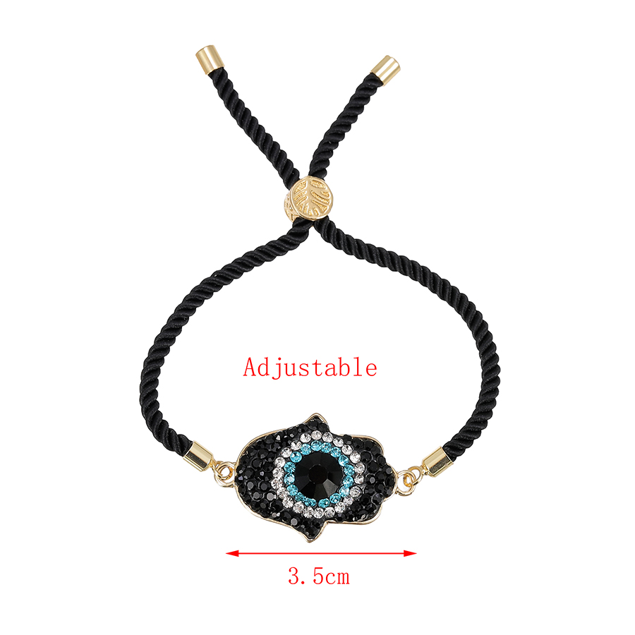 Fashion Black Copper Inlaid Zirconium Palm Eyes Braided Bracelet,Bracelets