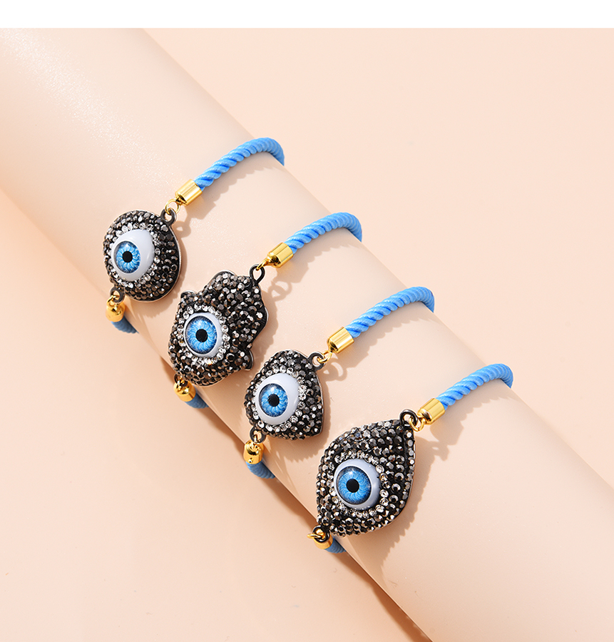 Fashion Round Shape Copper Inlaid Zircon Irregular Eye Braided Bracelet,Bracelets