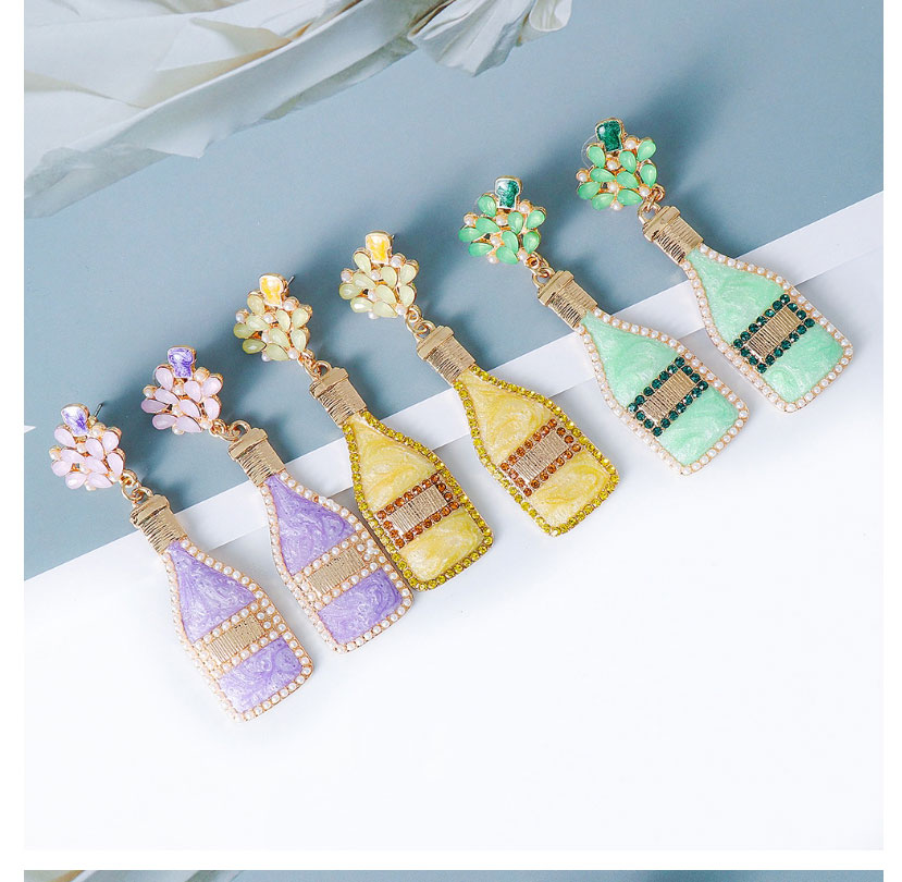 Fashion Purple Alloy Diamond Droplets Drill Bottle Earrings,Stud Earrings