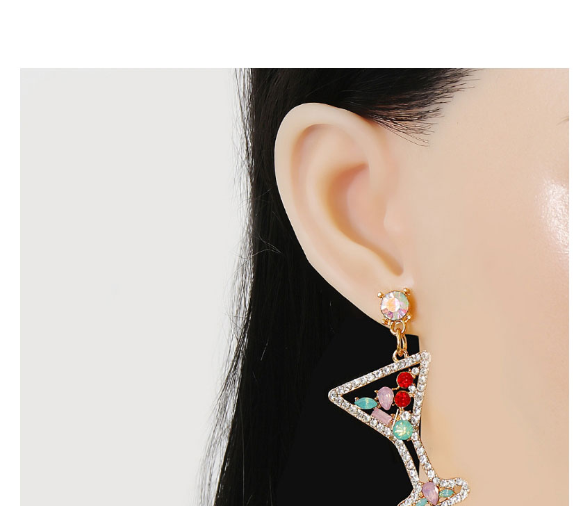 Fashion Light Color Alloy Diamond Color Hollow Wine Cup Earrings,Stud Earrings