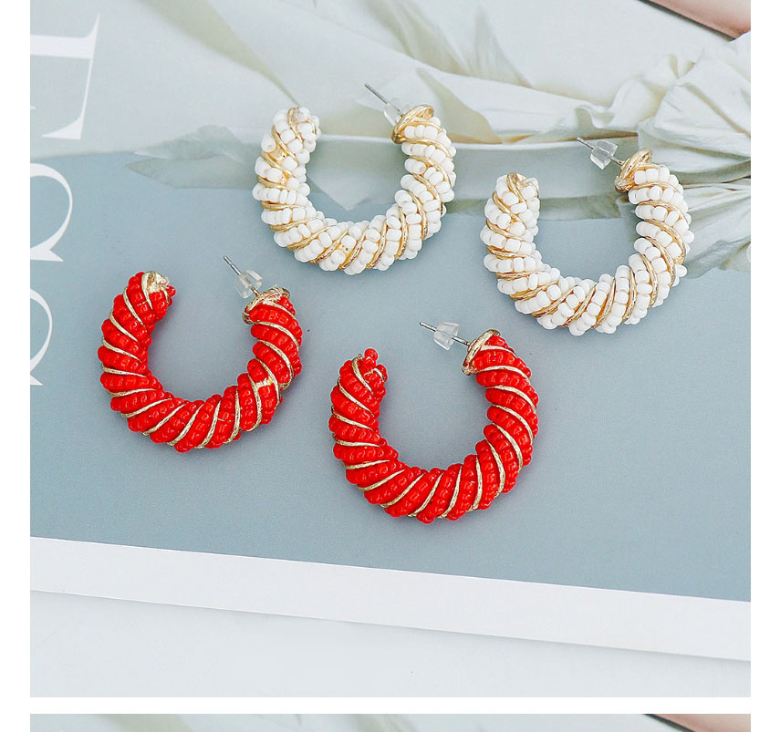 Fashion Red Geometric C-shaped Massive Winding Ear,Hoop Earrings