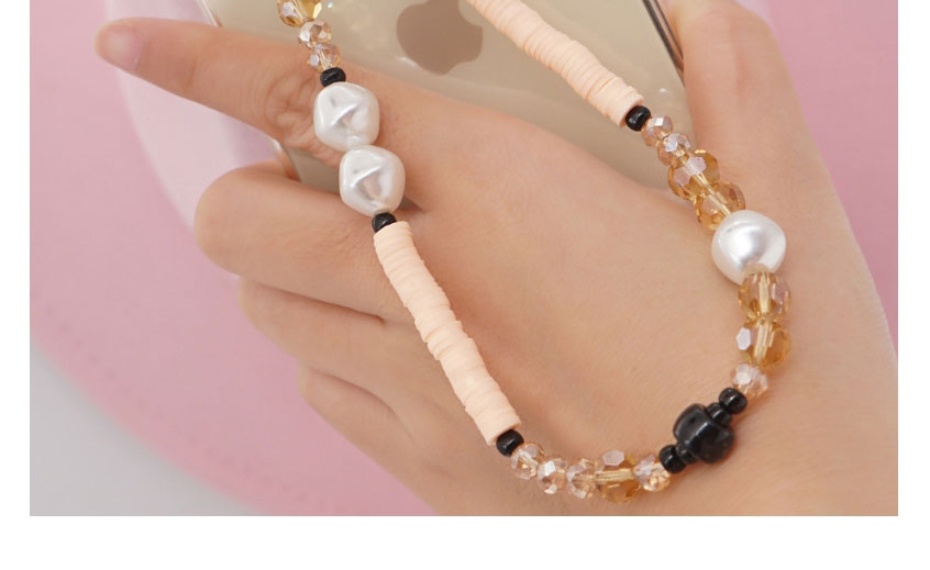 Fashion Pink Crystal Beads Beads Soft Pottery Mobile Phone Rope,Phone Chain