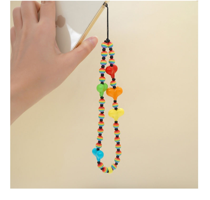 Fashion 10 # Striped Candy Beads Bead Acker Peach Heart Knitting Mobile Phone Chain,Phone Chain