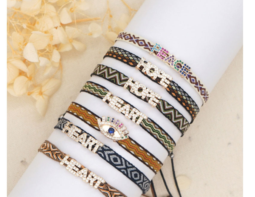 Fashion 2# Grid Striped Zone Inlaid Letter Bracelet,Bracelets