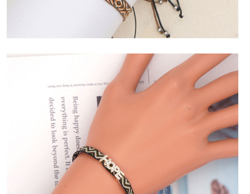 Fashion 2# Grid Striped Zone Inlaid Letter Bracelet,Bracelets