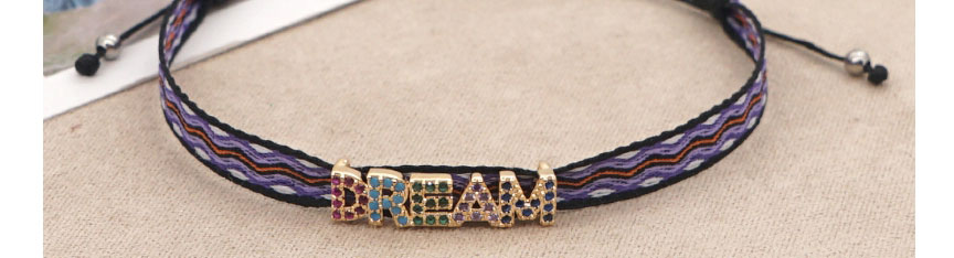 Fashion Black Striped Web With Diamond Letter Bracelet,Bracelets