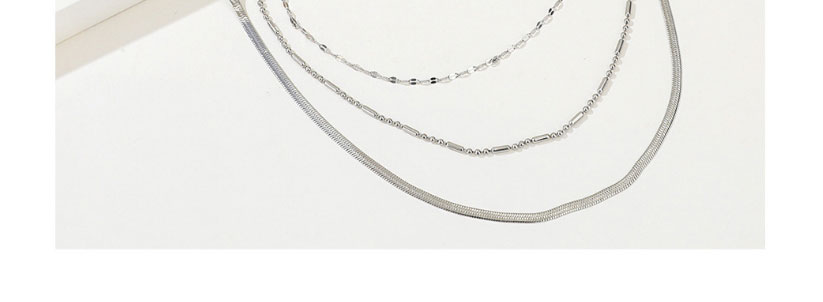 Fashion Steel Color Stainless Steel Snake Bone Chain Multi-layer Necklace,Necklaces
