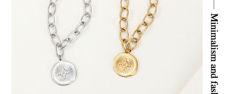 Fashion Steel Color Stainless Steel Round Chain Necklace,Necklaces