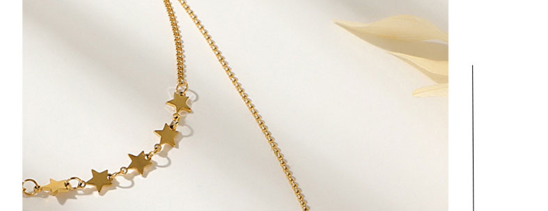 Fashion Gold Color Titanium Steel Five Pentagon Double Necklace,Necklaces