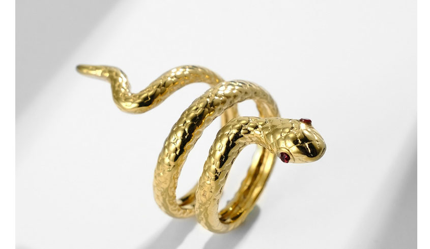 Fashion Gold Color Titanium Steel Serpentine Winding Ring,Rings