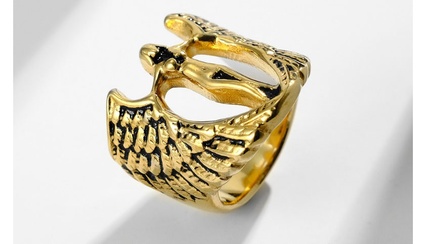 Fashion Gold Color Titanium Steel Angel Wings Ring,Rings