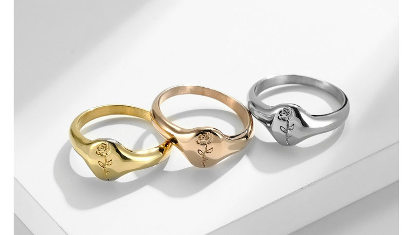Fashion Rose Gold Color Titanium Steel Rose Ring,Rings