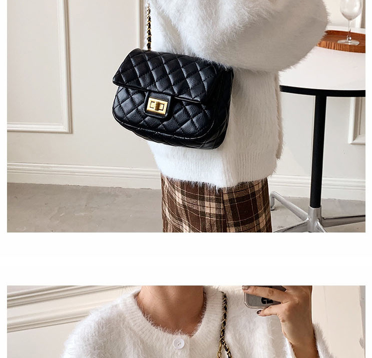 Fashion Small Black Lingge Embroidery Thread Lock Crossbody Bag,Shoulder bags