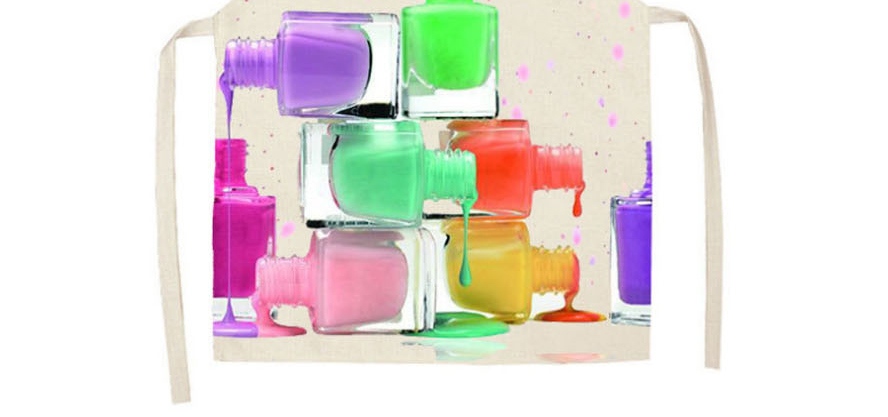 Fashion 35# Linen Apron With Colorful Nail Polish Print,Home Textiles