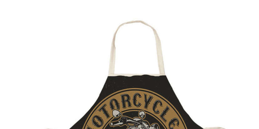 Fashion 26# Motorcycle Printed Letter Linen Apron,Festival & Party Supplies