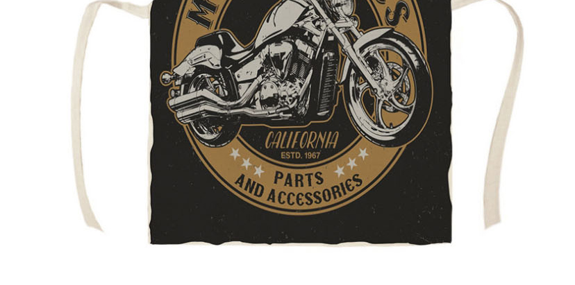 Fashion 26# Motorcycle Printed Letter Linen Apron,Festival & Party Supplies