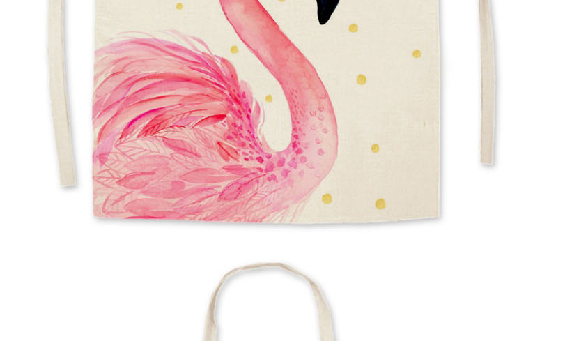 Fashion 32# Flamingo Print Cotton And Linen Apron,Home Textiles