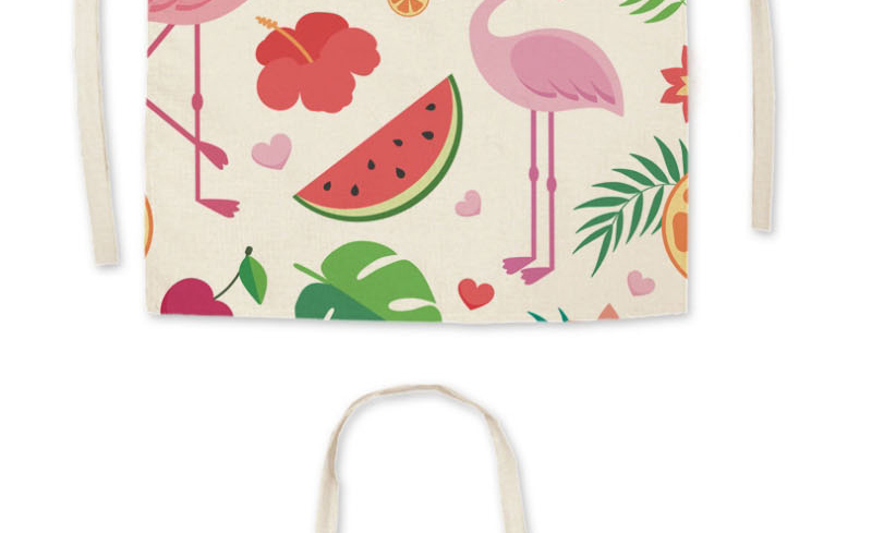 Fashion 27# Flamingo Print Cotton And Linen Apron,Home Textiles