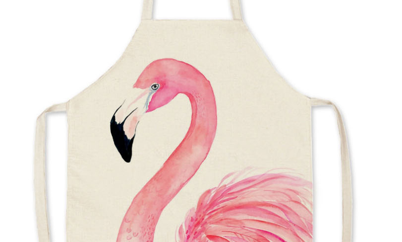 Fashion 15# Flamingo Print Cotton And Linen Apron,Home Textiles