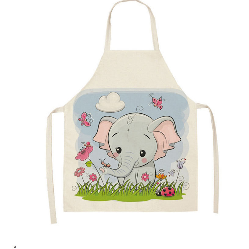 Fashion 30# Elephant Print Linen Apron,Home Textiles
