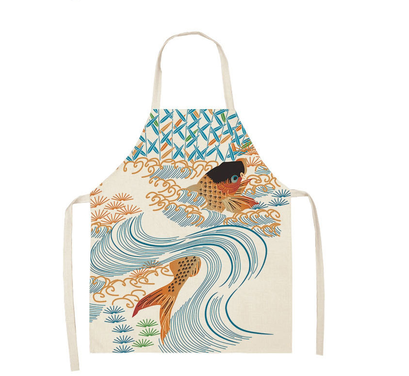 Fashion 15# Sea Animal Print Linen Apron,Home Textiles