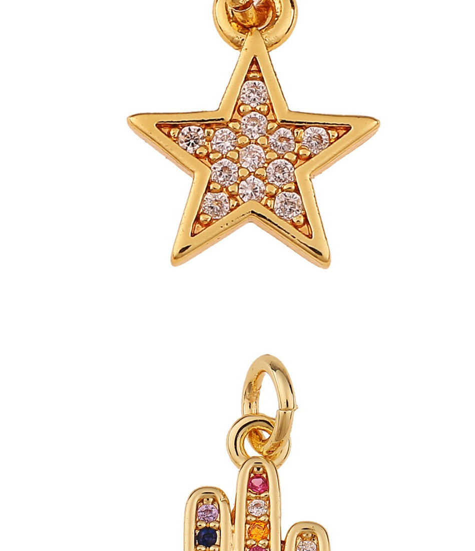 Fashion 10 # Copper Diamond Geometry Palm Pentagonal Star Eye Cattle Head Diy Accessories,Jewelry Findings & Components